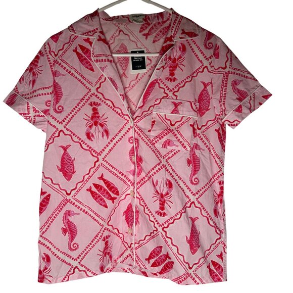 J. Crew Factory Short-Sleeve Cotton Pajama Top Women's Size Medium Pinkwash NWT! - Picture 1 of 4